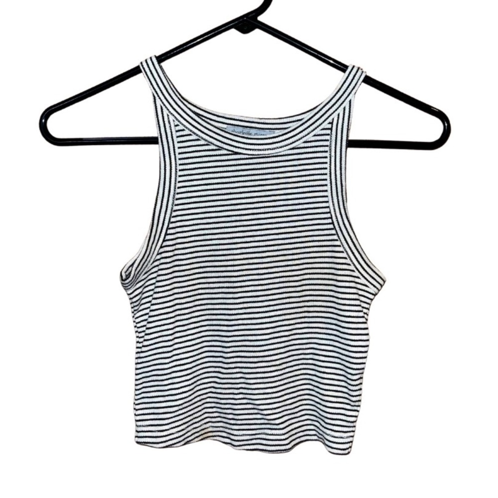 black and white ribbed striped halter crop top | charlotte russe | size xs